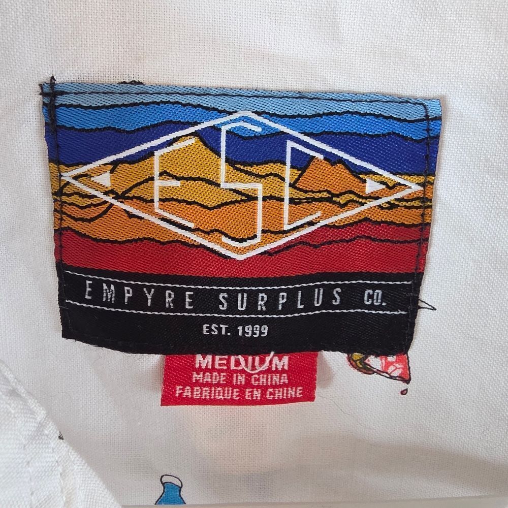 Men's Empyre Supply Co. Hawaiian White Shirt with Pink/Blue Accents, Size Medium - Picture 2 of 4